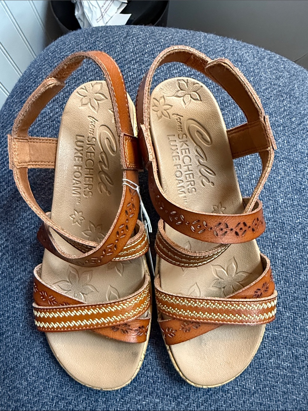 Skechers Women's Tan Brown Strappy Woven Detail Sandals